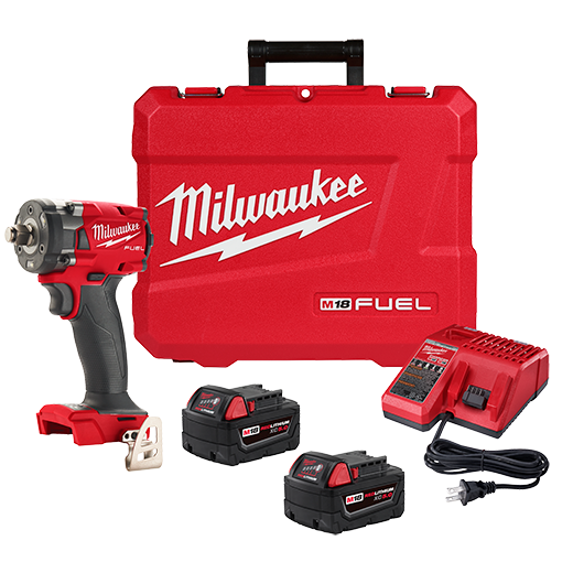 KIT LLAVE DE IMPACTO C-1/2 COMPACTA+ 2 BAT+CARGADOR MILWAUKEE